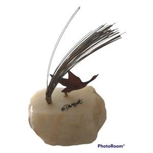 Vintage John Demott Sculpture Copper Duck Taking Flight Base Signed